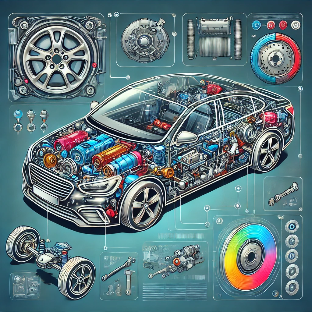 Illustration des composants mécaniques d'une voiture