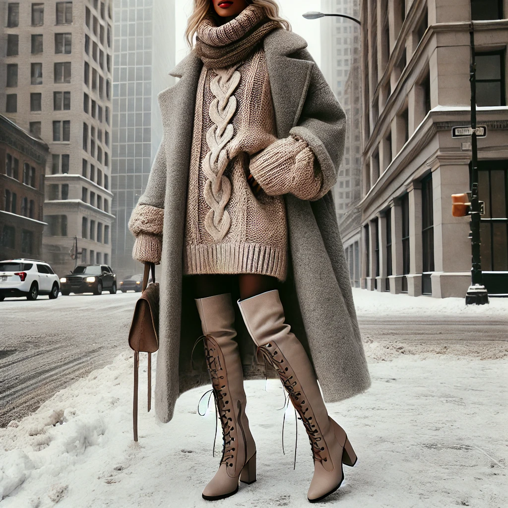 Un homme superposant plusieurs couches de vêtements pour une tenue hivernale élégante et chaude.